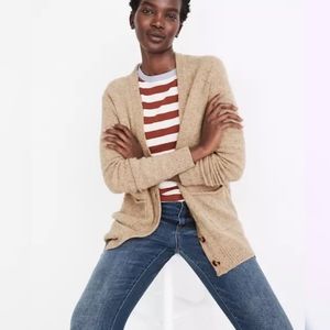 Madewell Donegal Maysfield Cardigan Sweater 100% Merino Wool Oatmeal Cream Small